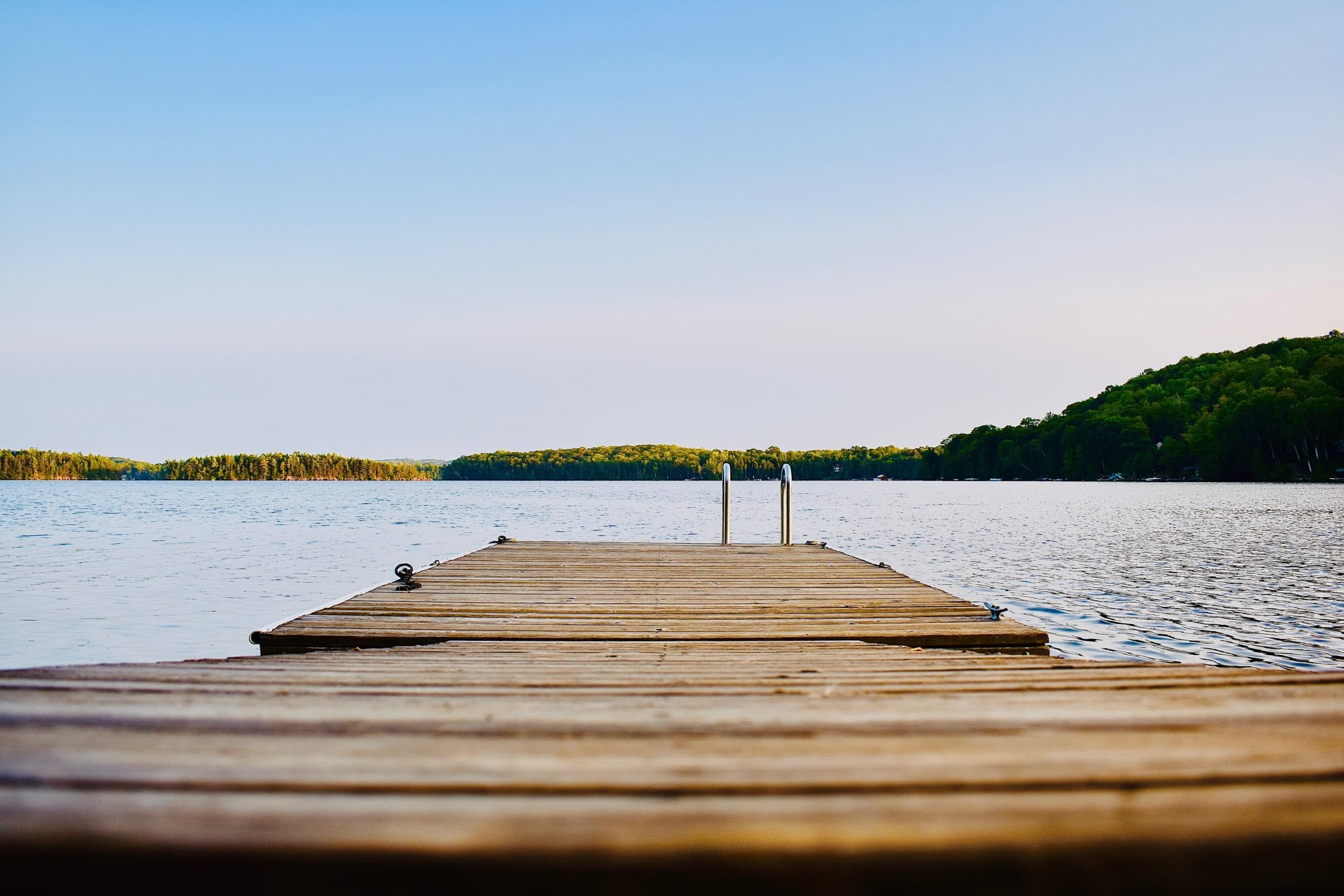 A wooden dock extending into the water