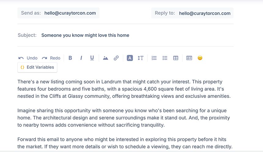 Real Estate Marketing Strategy, Listing promotion email campaign