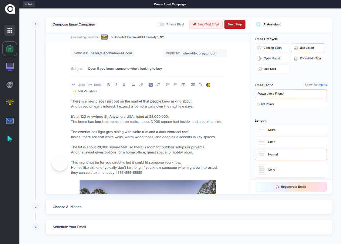 Curaytor Email Blast Tool