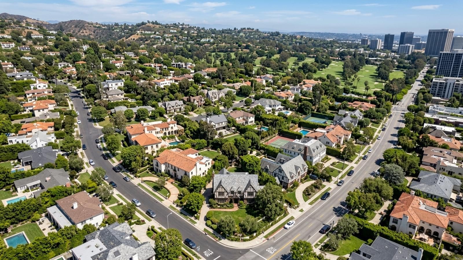 aerial shot of Los Angeles 