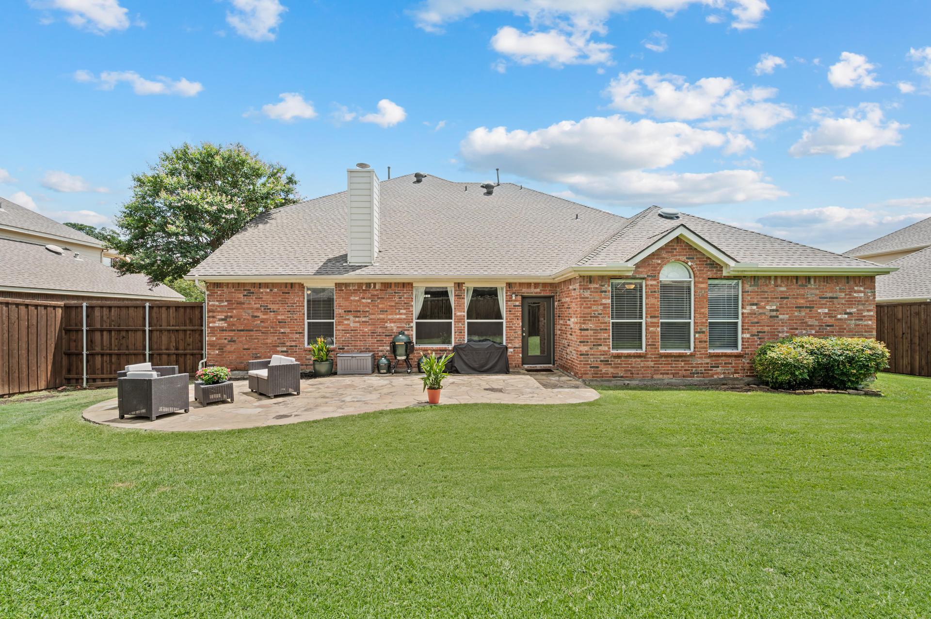 Spacious fenced backyard