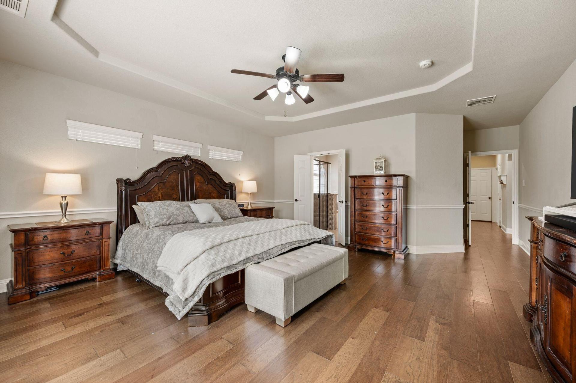 First-floor primary bedroom at 4201 Rainwater Creek Way in Celina, Texas