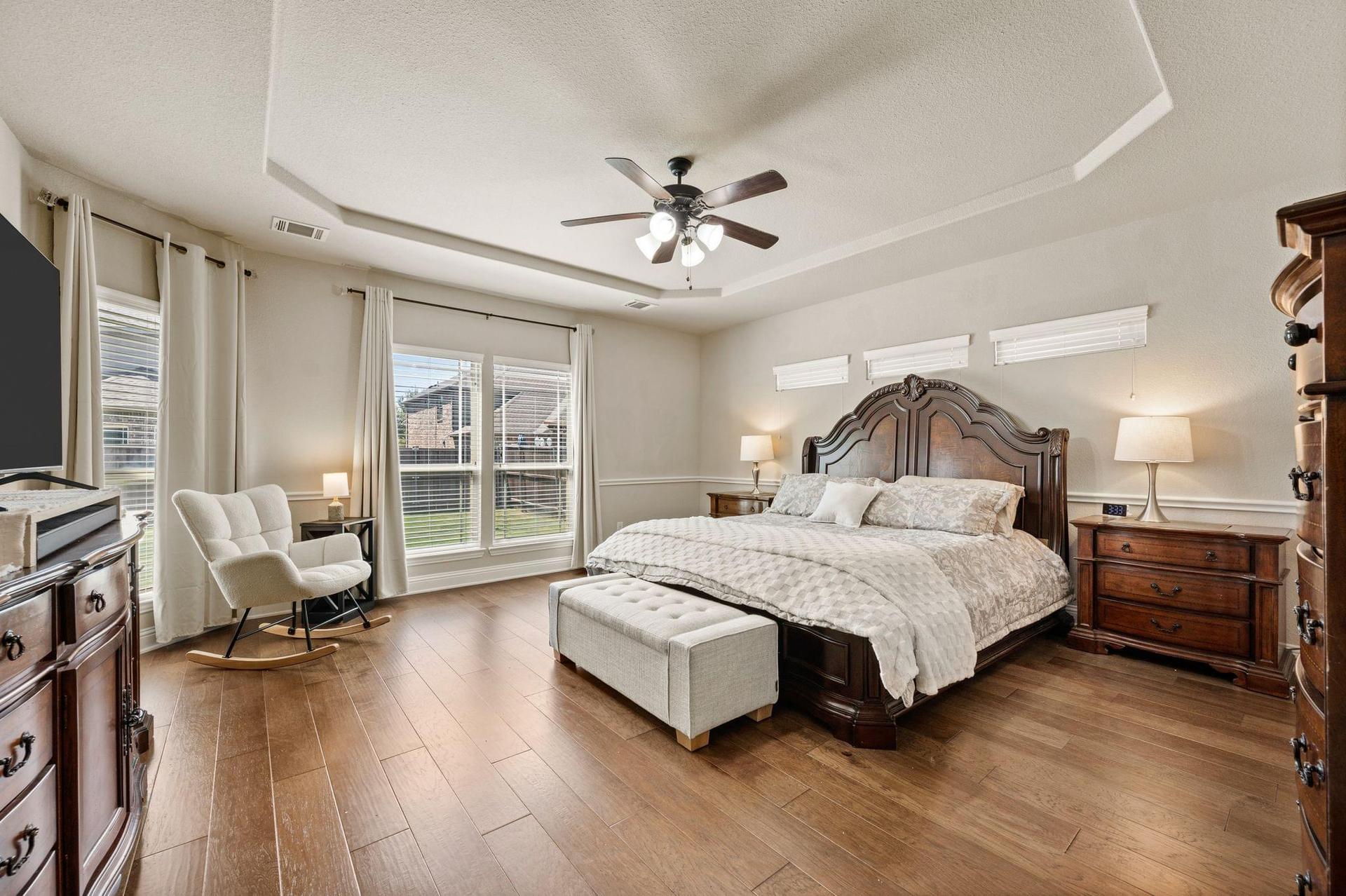 First-floor primary bedroom at 4201 Rainwater Creek Way in Celina, Texas