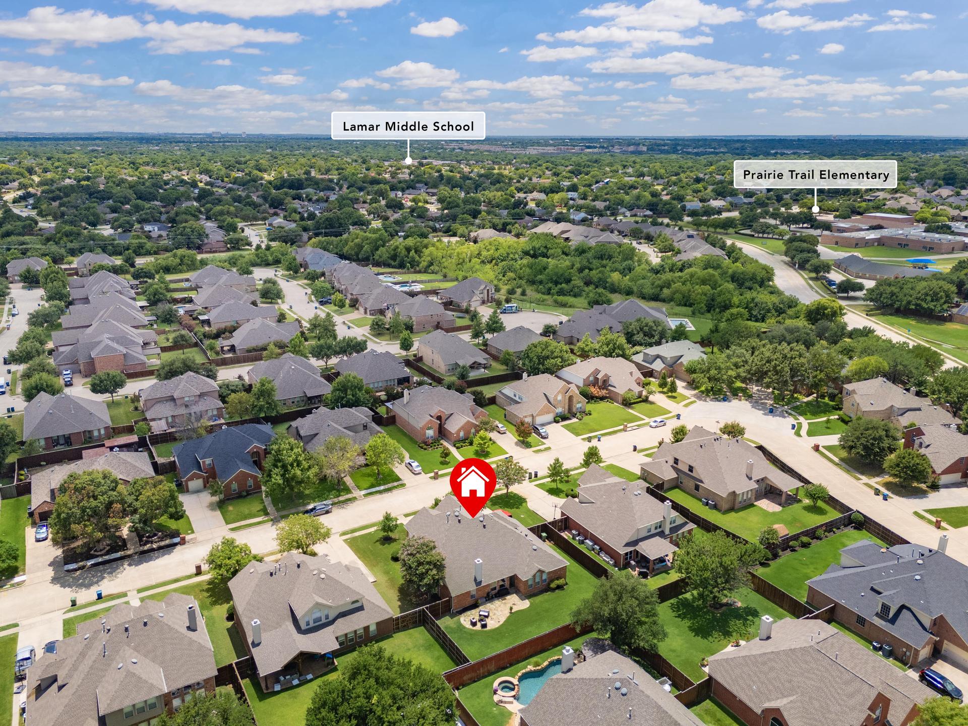 Aerial location view of 1404 Big Falls Drive
